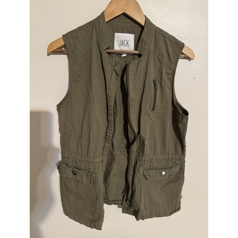 Women's Cargo Military Army Green Olive Vest Size Medium Utility Jack